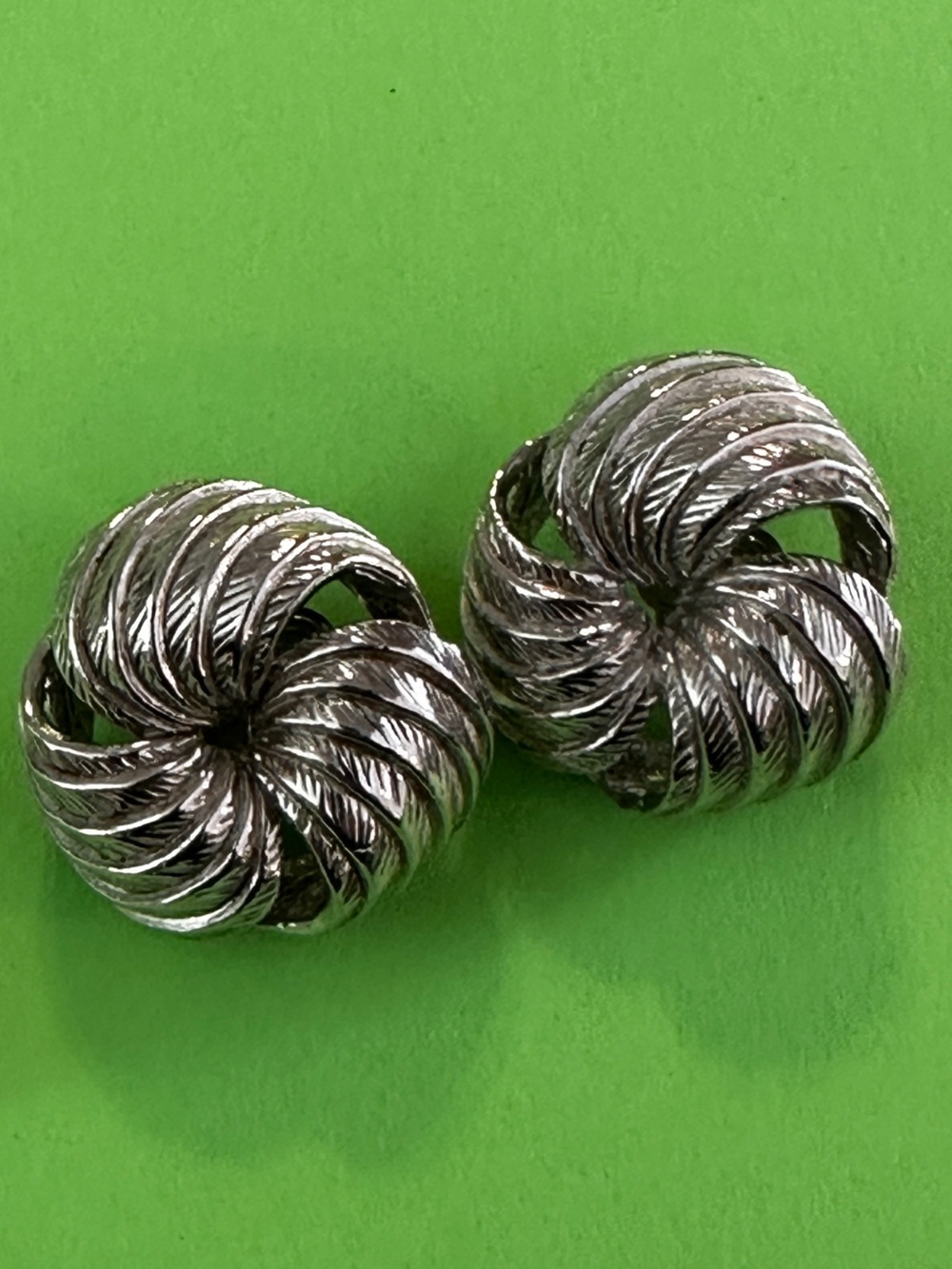 Vintage Clip-On Earrings - Silver Tone - Likely 1950s or 1960s